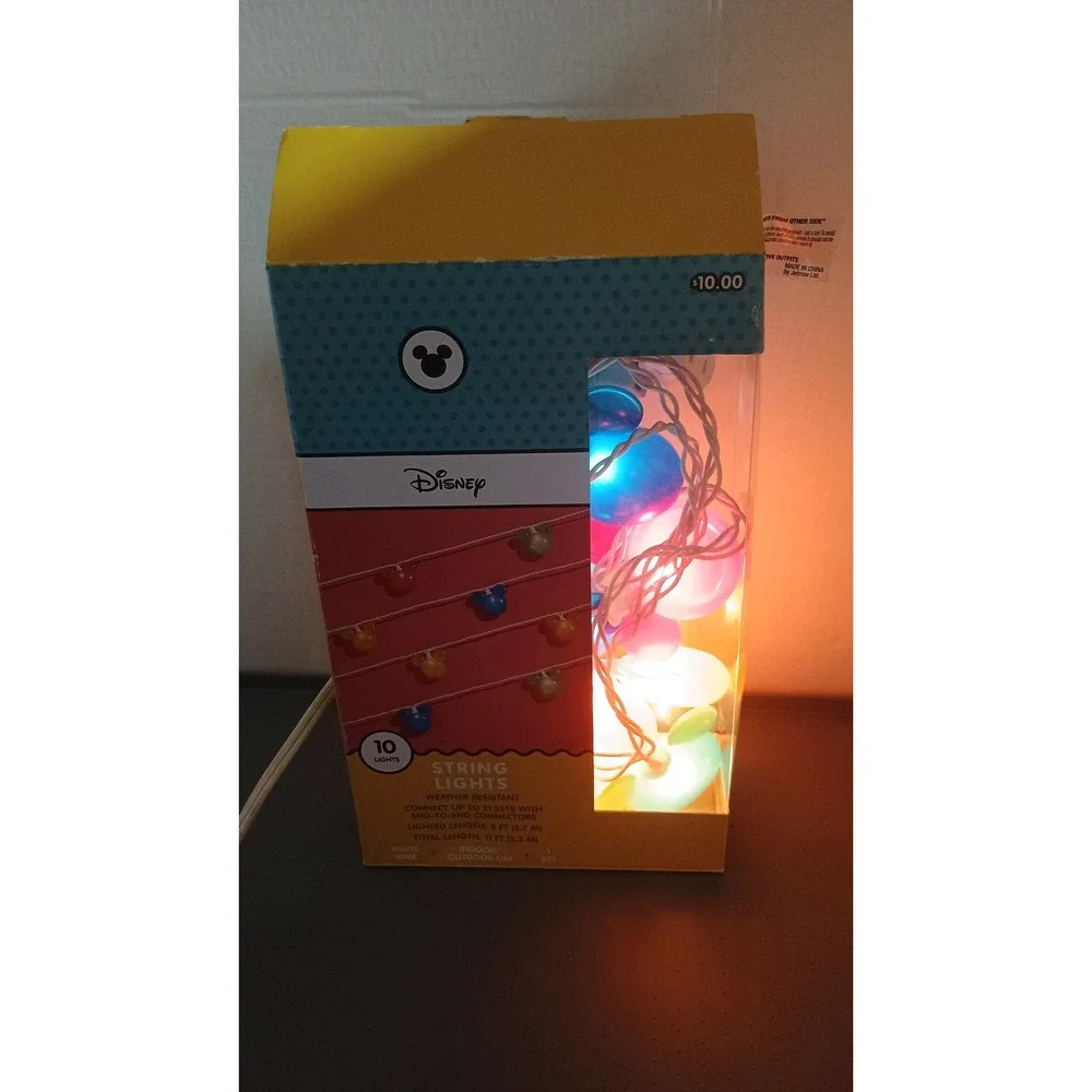 Disney String Lights Unisex OS Multicolor New Mickey Mouse Icon 10 Count Indoor